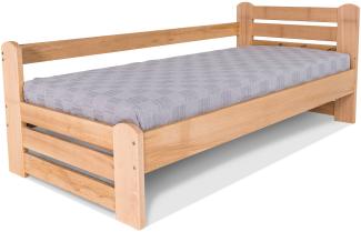 Marior HOME COUNTRY Einzelbett mit Sicherheitsstange, Buchenholz, Unbehandelt