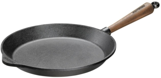 Skeppshult Bratpfanne Gusseisen mit Walnussholzgriff - Schwarz - 25 bis 28 cm