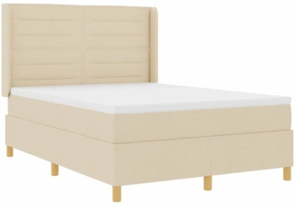 vidaXL Boxspringbett mit Matratze Creme 140x200 cm Stoff 3343642