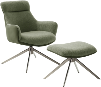 PELION Loungesessel inkl. Hocker - Olive / Edelstahl gebürstet
