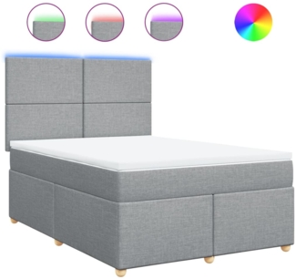 vidaXL Boxspringbett mit Matratze Hellgrau 140x190 cm Stoff 3293568