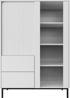 Vitrine Ozmi 2D2S mit zwei Drehtür und zwei Schubladen (Farbe: Weiß)