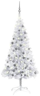 Künstlicher Weihnachtsbaum mit LEDs, Kugeln Silber, 120cm PET