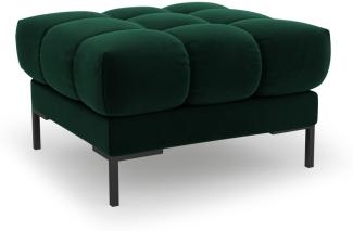 Micadoni Samtstoff Pouf Hocker Mamaia | Bezug Bottle Green | Beinfarbe Black Metal