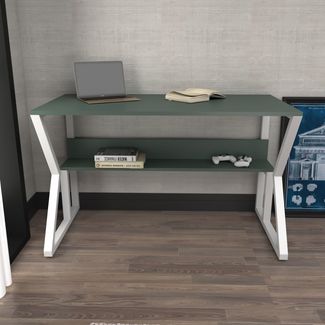 Stylish Study Desk, Green & White, 120 x 72.8 x 60 cm | 100% Melamine Coated Particle Board, 18 mm Thick | Perfect for Modern Home Office & Study