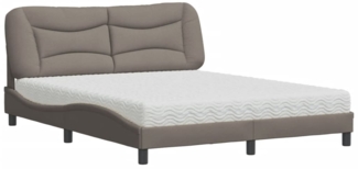 vidaXL Bett mit Matratze "Hvar" Taupe 160x200 cm Stoff 3208545