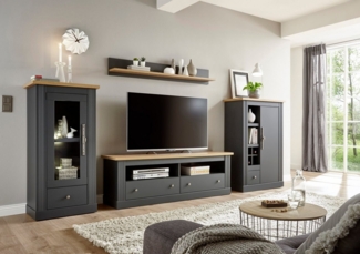 Home affaire Wohnwand Westminster BESTSELLER!, (Set, 4-St, Vitrine, Lowboard, Kommode, Wandregal), im romantischen Landhausstil