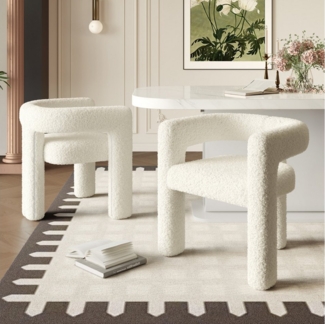 KLAM HOME Esszimmerstuhl Ergonomischer Sessel mit Premium Teddy Flor mit Armlehne (Teddy Flor Stühle/Esszimmerstühle 1er Set, 1 St), Wohnzimmer Küche Sessel 1-Stück/Satz Freizeitstühle