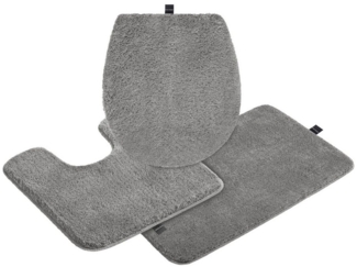 Bruno Banani Badematte Lana, Badvorleger, Badezimmer Teppich, Höhe 25 mm, rutschhemmend beschichtet, fußbodenheizungsgeeignet, schnell trocknend, strapazierfähig, Polyacryl, rechteckig, 3-tlg. Stand-WC Set, Badteppich, Badematten, unifarben, auch als 3...