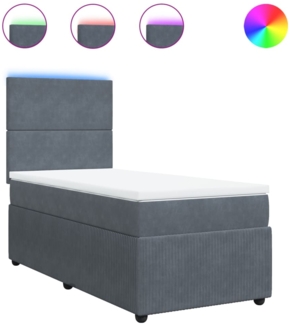 vidaXL Boxspringbett mit Matratze Dunkelgrau 80x200 cm Samt 3294485