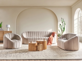 Sofa Set 6-Sitzer MALUNG Samtstoff Beige