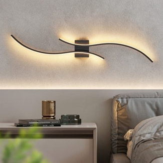 ZMH Wandlampe LED Wandleuchte Innen - 14W Flurlampe 100CM Schwarz Treppenhauslampe Modern Welle Design 3000K Warmweiß Minimalistische Wandbeleuchtung für Schlafzimmer Wohnzimmer Flur Treppenhaus Küche