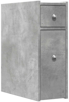 Badschrank, Badezimmerschrank Schmal mit Rollen Betongrau Holzwerkstoff