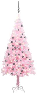 vidaXL Künstlicher Weihnachtsbaum mit Beleuchtung & Kugeln Rosa 120cm 3077669