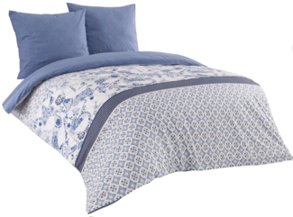 Visaggio Bettwäsche 100% Baumwolle Bettbezug Set in 6 Größen, Renforcé, 3 teilig, moderne Wendebettwäsche Paisleymuster und Streifen