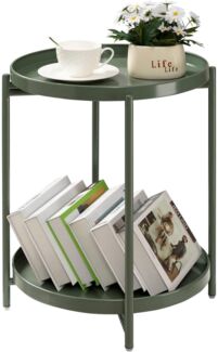 danpinera 2-stöckiger Metall-Beistelltisch Outdoor Anti-Rost Grüner Nachtisch