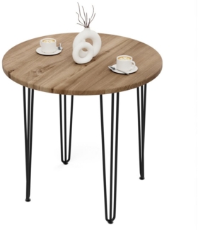 LAMO Manufaktur Esstisch Tisch rund 80 cm Stärke: 28mm, Farbe: Nussbaum, Beine: Schwarz (1 Tisch), Holztisch rund, Esstisch für 2 Personen Runder Tisch für Küche