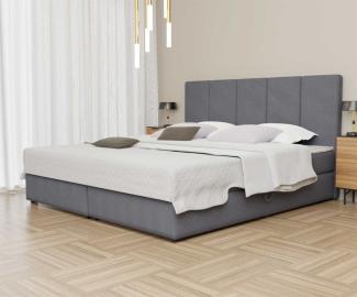 Boxspringbett Schlafzimmerbett ELICIO 140x220cm Stoff Steel inkl. Bettkasten