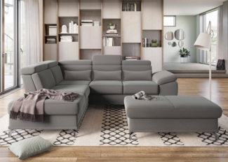 sit&more Ecksofa Cabrio L-Form, mit Sitztiefenverstellung, Arm- und Kopfteilverstellung, 3 Nierenkissen, Federkern, optional Bettfunktion und Stauraum
