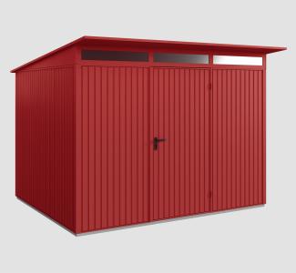 Hörmann Ecostar Metall-Gerätehaus Trend mit Pultdach Typ 3, 238 x 303 cm , purpurrot, 7,2 m²,1-flüglige Tür