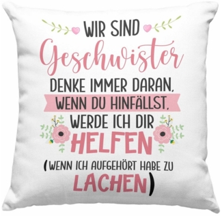 Trendation Dekokissen Trendation - Schwester Bruder Kissen Geschenk Geburtstag Sprüche Gesch