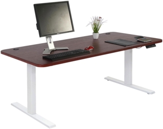 Schreibtisch HWC-D40, Computertisch, elektrisch höhenverstellbar 160x80cm 53kg MVG ~ Kirsch-Dekor, weiß