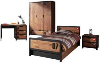 Kinderzimmer Set komplett Kameko 9 Massivholz+MDF Schwarz/Cognac