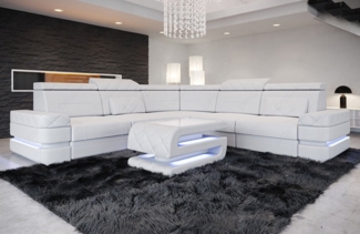 Sofa Dreams Ecksofa Ledersofa Positano L Form Mini, Designersofa, Sofa mit Beleuchtung