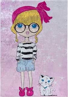 Mazovia Kinderteppich Kinderteppich Kinderzimmerteppich Mädchen, 80x150 cm, Kurflor, Waschbar in Waschmaschine, Höhe 5 mm, Rutschfest