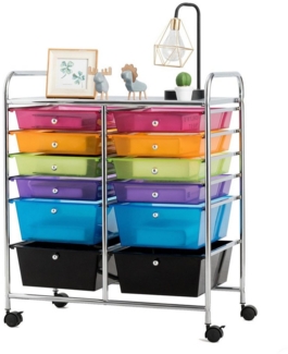 KOMFOTTEU Rollwagen Schubladenwagen, mit 12 Schubladen, 63 x 37 x 73,5 cm