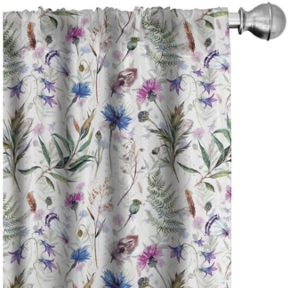 Abakuhaus Gardine Vorhang für Wohnzimmer Schlafzimmer Dekor, Microfaser, Distel Aquarell-Wildblumen