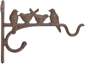esschert design Blumenampel, Gusseisen Wandhaken für Hanging Basket Vogelmotive 20 cm