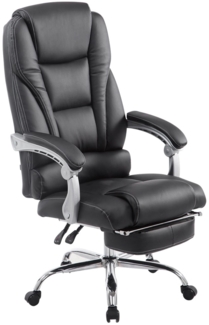 DELUKE® Bürostuhl MIAMI - 118 x 68 x 64, Schwarz Kunstleder Metall in Chromoptik Gestell ergonomische Bürostühle Homeoffice Stuhl mit Rollen