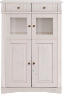 Home affaire Highboard Teresa Mini-Vitrine mit Glastüren und 2 Schubkästen, Kommode, aus massiver Kiefer, Breite 84 cm, Höhe 120 cm, FSC®