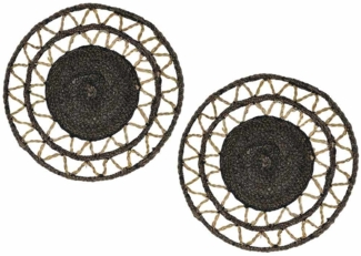 Tischset Rund Seegras geflochten Natur 2 Stück Boho Platzset Natur Braun 38 cm