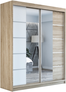 Schwebetürenschrank ERA 2-türig Schrank 160 cm (mit Spiegel) Farbe: Sonoma , weiß