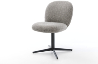 Drehstuhl Nube-Flex Bouclé Silbergrau Fußkreuz Schwarz 360° drehbar Taschenfederkern