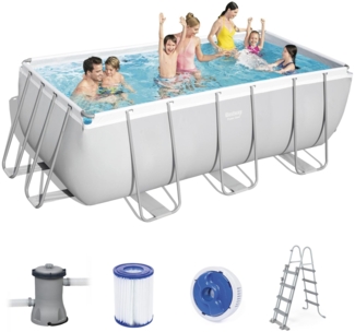 BESTWAY Power Steel Frame Pool Kartuschenfilteranlage Leiter 412x201x122cm
