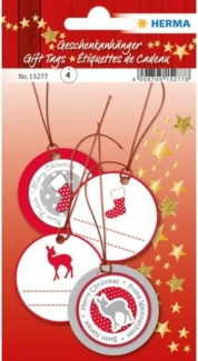 HERMA Geschenkanhänger 3D Weihnachten 5cm rot VE=6 Stück