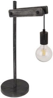 Tischleuchte, Metall, schwarz-matt, Holz, verstellbar, H 56,5 cm