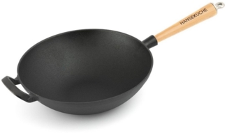 Hanseküche Wok Gusseisen Wok – Hochwertige eingebrannte Wokpfanne, Gusseisen (Wok, 1-tlg, eingebrannt), induktionsgeeignet