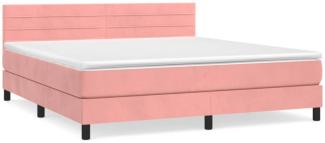 vidaXL Boxspringbett mit Matratze Rosa 160x200 cm Samt 3141376