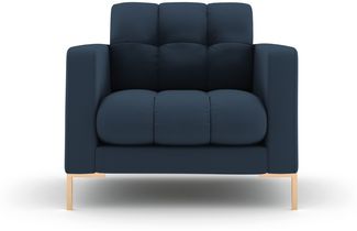 Micadoni Sessel Mamaia 1-Sitzer Strukturierter Stoff Neve Blau goldene Beine