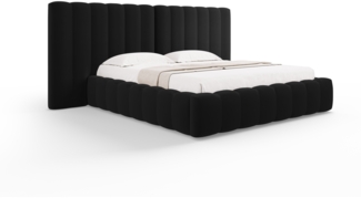 Micadoni Bett Kelp mit Doppelkopfteil Samt Schwarz 140x200