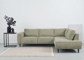 Places of Style Ecksofa Fumone, Lederoptik oder Soft-Touch Chenille, Breite 260, mit schwarzen Massivholzfüßen