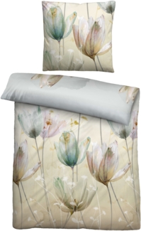 biberna Baumwoll-Satin Bettwäsche 0614508 TULPE, perlmutt, 1x 155x200 cm + 1x 80x80 cm