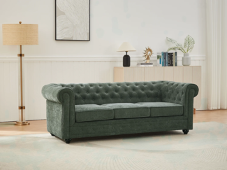 Vente-unique - 3-Sitzer-Sofa - Stoff - Grün - CHESTERFIELD