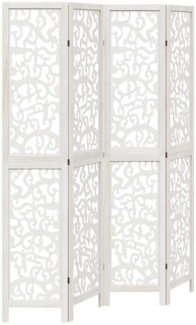vidaXL 4-tlg. Raumteiler Weiß Massivholz Paulownia 358739