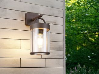 Moderne Außenwandleuchte ALMERIA Laterne in Rostoptik, Höhe 29cm