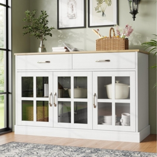 MC Star Sideboard Küchenschrank, Vorratsschrank, Esszimmerschrank für Küche (Esszimmer und Wohnzimmer, Modernes Sideboard, Beistellschrank mit Stauraum, Vintage Glasschrank-Design, Kippschutz)